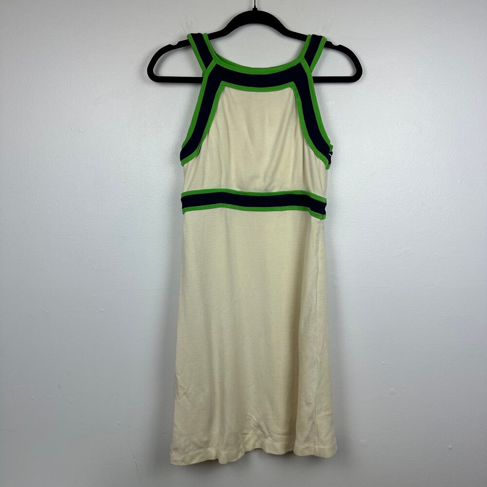 Lilly Pulitzer Womens Sleeveless Shift Preppy Contrast Cream/Navy/Green Dress 2